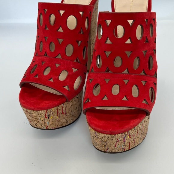 Pelle Moda Red Suede Platform Mule with Cutout Upper - Picture 2 of 8